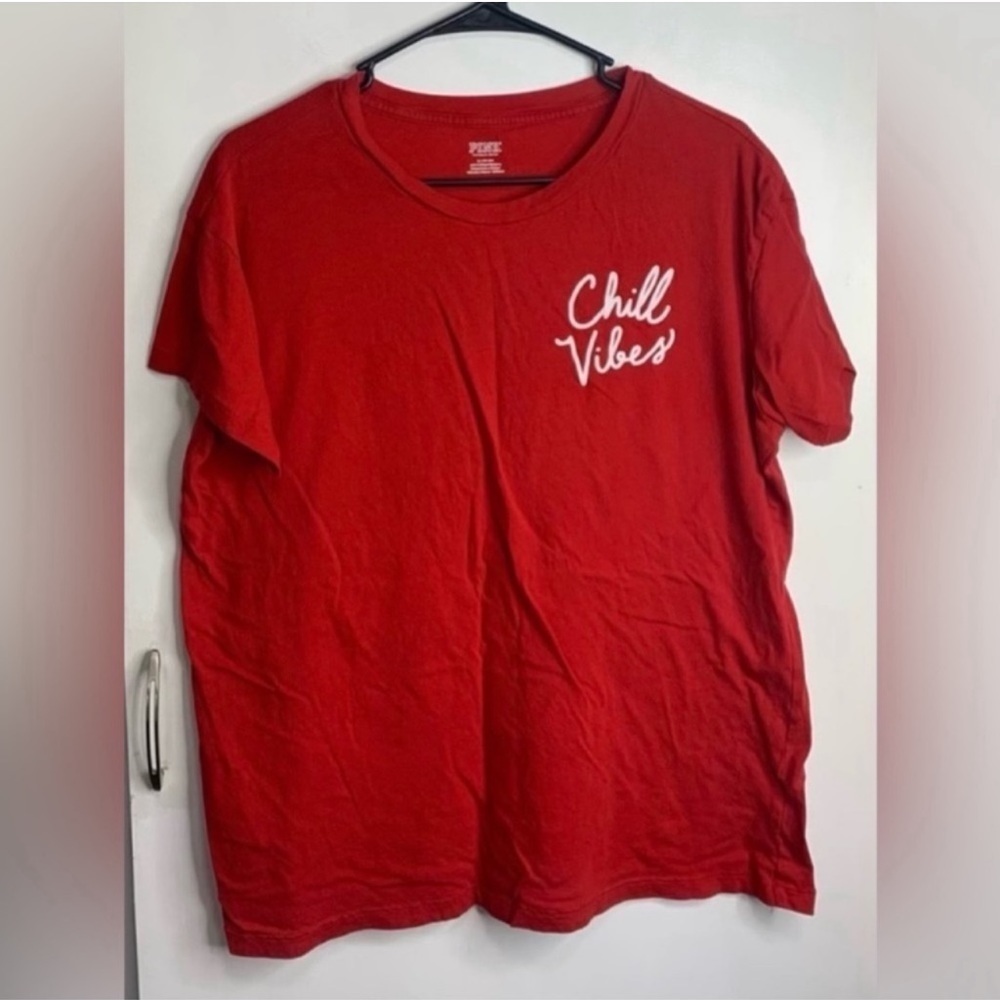 Victorias Secret Pink Chill Vibes Red Graphic Tee